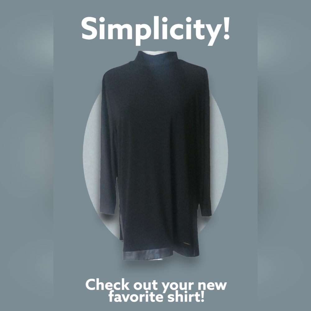 Anne Klein Black Tunic Top - Picture 9 of 10